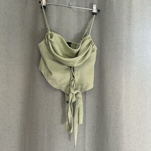 Silence + Noise Green Sleeveless Camisole with Tie Front